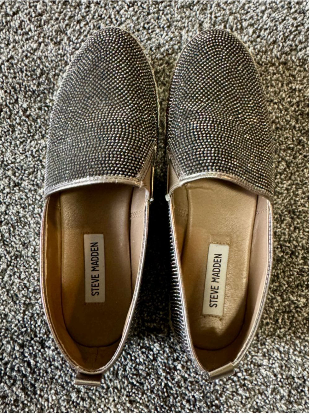 Women's Steve Madden Chopur-R Pewter Rhinestone Espadrille Loaders Size 7.5